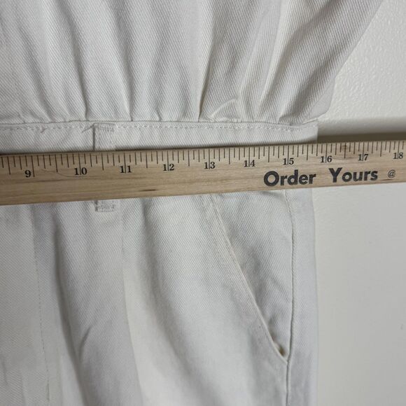 BLANKNYC Romper Womens Medium Off White Denim Short Sleeve Button Front Pockets - Picture 8 of 10